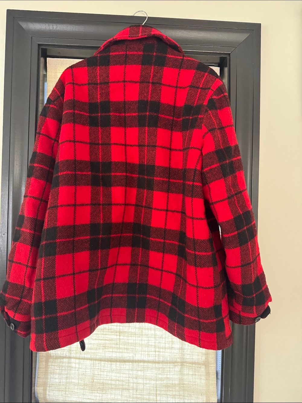Vintage WOOLRICH Red & Black Buffalo Plaid WOOL Blend Zip-Up Jacket - Picture 7 of 8